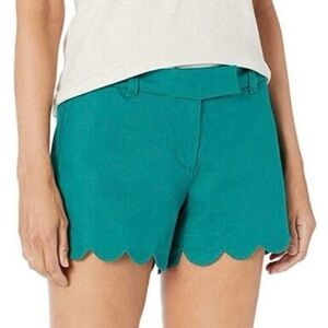 J. Crew Size 8 Linen Cotton Blend Scalloped Hem Short Green